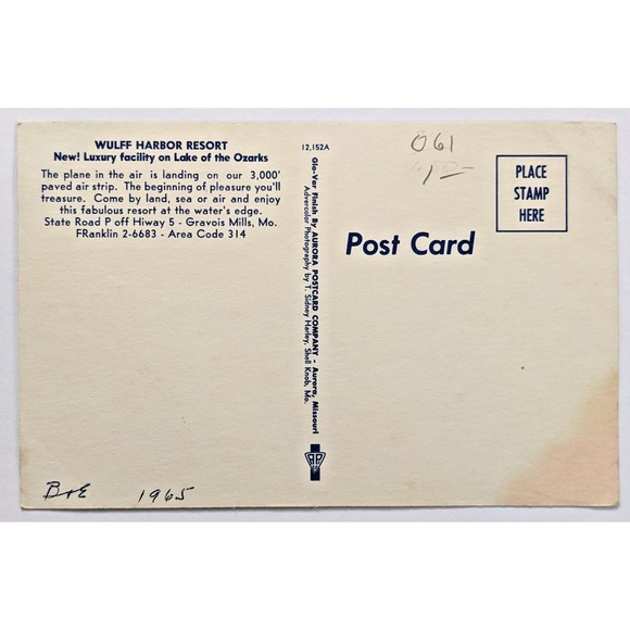 Gravois Mills, Missouri MO Lake of the Ozarks Wulff Harbor Resort Hotel Postcard - Picture 2 of 2